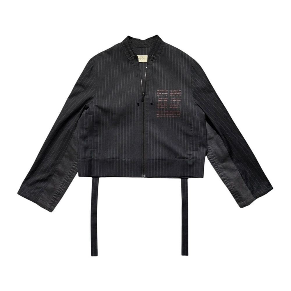 Pinstripe paneled boxy tassel jacket